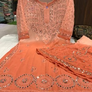 CHIKANKARI GEORGETTE KURTI WITH GEORGETTE SHARARA