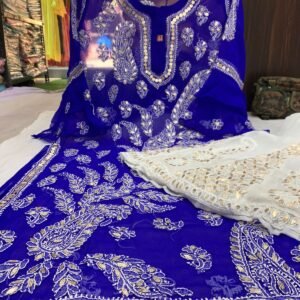 CHIKANKARI GEORGETTE KURTI WITH GEORGETTE SHARARA